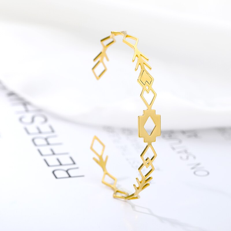 Moda pulseiras de aço inoxidável pulseira para as mulheres aberto folhas de ouro ramos pulseira casual pulseira manguito pulseira jóias presente