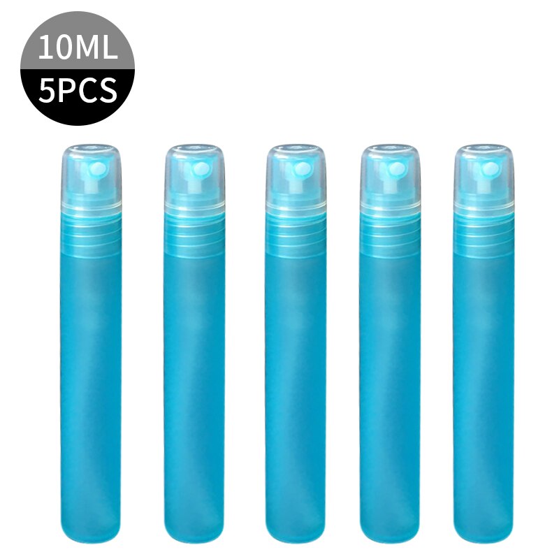 Mini botella recargable con rociador, botella de muestra portátil, atomizador pequeño, botellas con atomizador, 1/5 Uds., 5/10 Ml: blue 10ml 5pcs