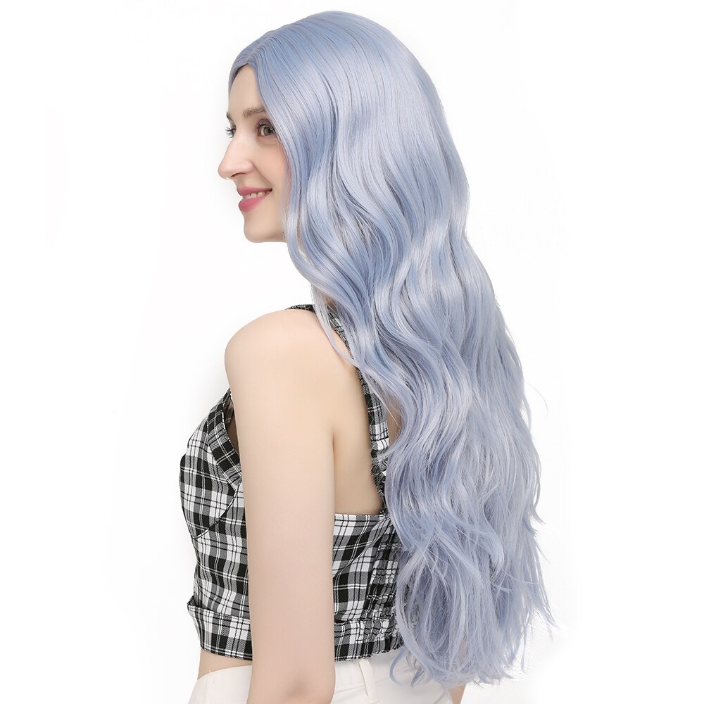 X-TRESS Lang Krullend Pruiken Voor Vrouwen Synthetische Blauw Gekleurde Haar 26Inch Lange Golf Pruik Hittebestendige Cosplay Pruik