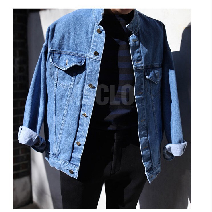 Casual Japanese Korean male Korean wild retro washed casual punk simple denim jacket baseball coat