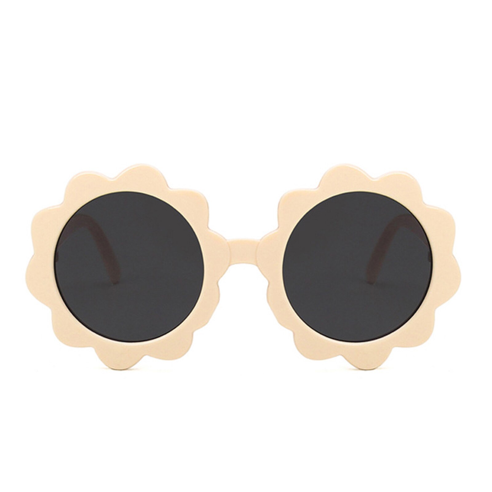 Vintage Kids Zonnebril Kind Zonnebril Ronde Bloem Gafas Baby Kinderen UV400 Sport Zonnebril Meisjes Jongens Oculos De Sol: Beige