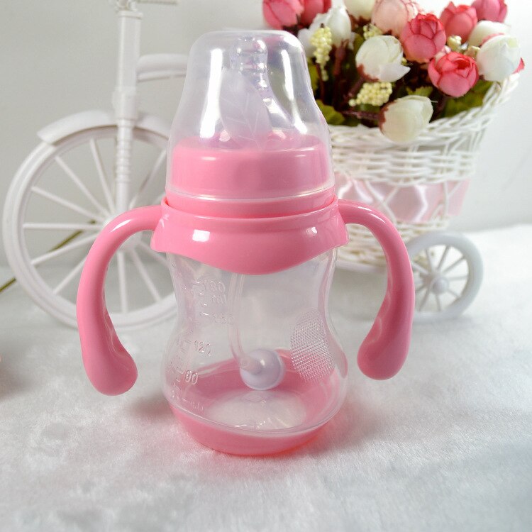 Pink Butterfly 210ml BPA Free Baby Feeder with Nipple, Handles & Cap