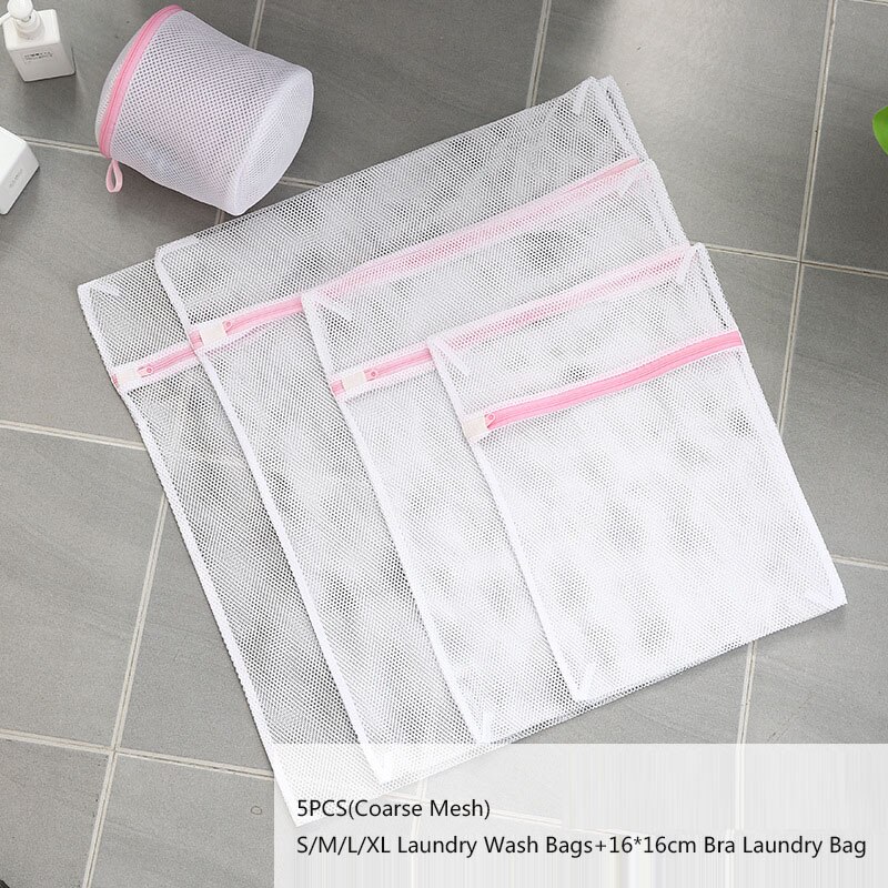 1/4/5 st / set mesh tvättpåse underkläder tvättpåsar resor specialkläder vårdväska tvättmaskin kläder skyddsnät: 5 stycken grovt nät