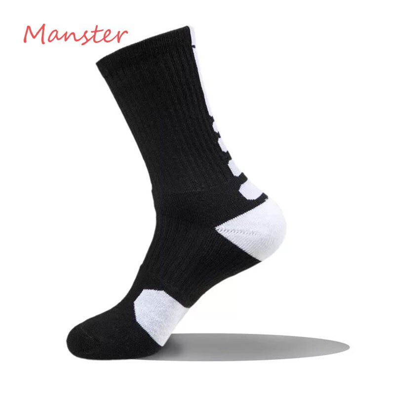 Men Socks Autumn Winter Male Thermal Compression In Tube Cotton Socks Kobe James Curry Durant Socks Casual Thick Sock: Long Black White