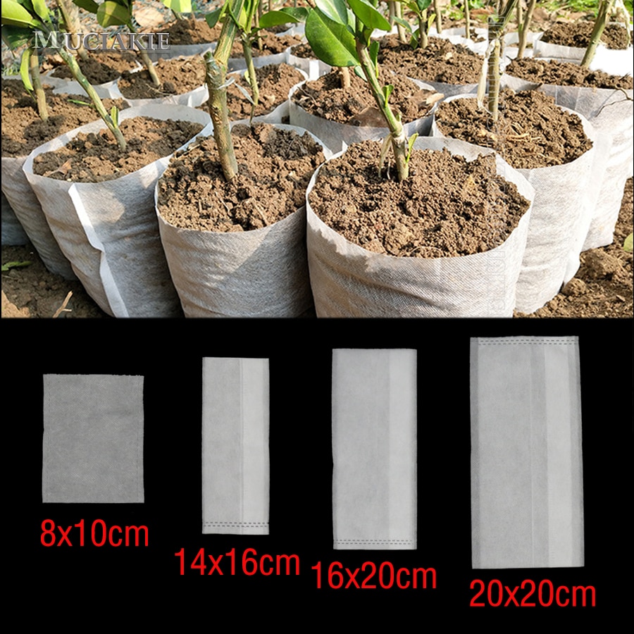 100PCS Plant Fiber Nursery Pots Seedling Raising Bags Plants Pouch Fiber Nursery Pots Garden Supplies