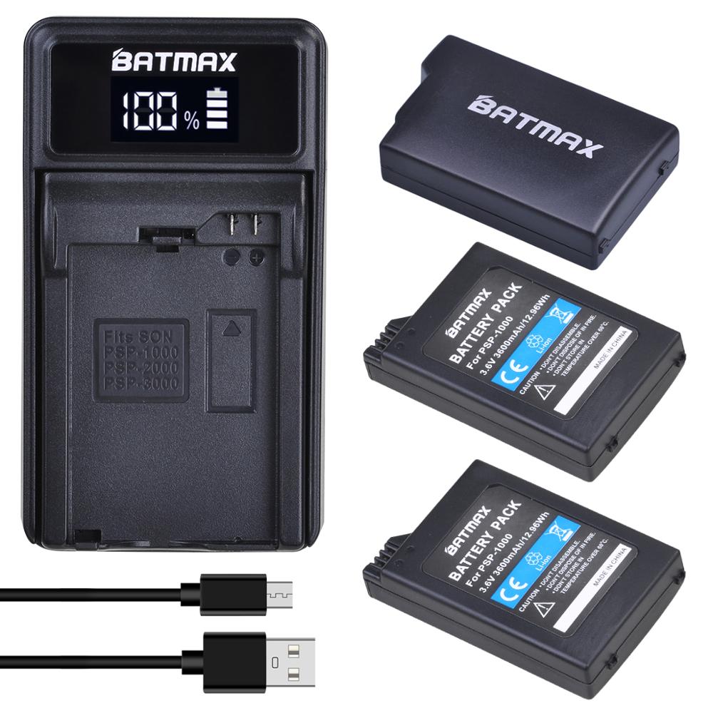 Batmax 3600mAh PSP 1000 Battery +LED USB Charger For Sony PlayStation Portable PSP1000 for Sony 1001,1002,1003,1004,1005,1006: 3 battery 1 charger