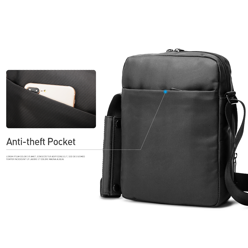 BESTLIFE mannen Crossbody Bag 10.2 "Schouder Messenger Bag Tablet Kleine Tas voor Jongen Mannen Antidiefstal Draagbare Waterdichte Handtas 6L