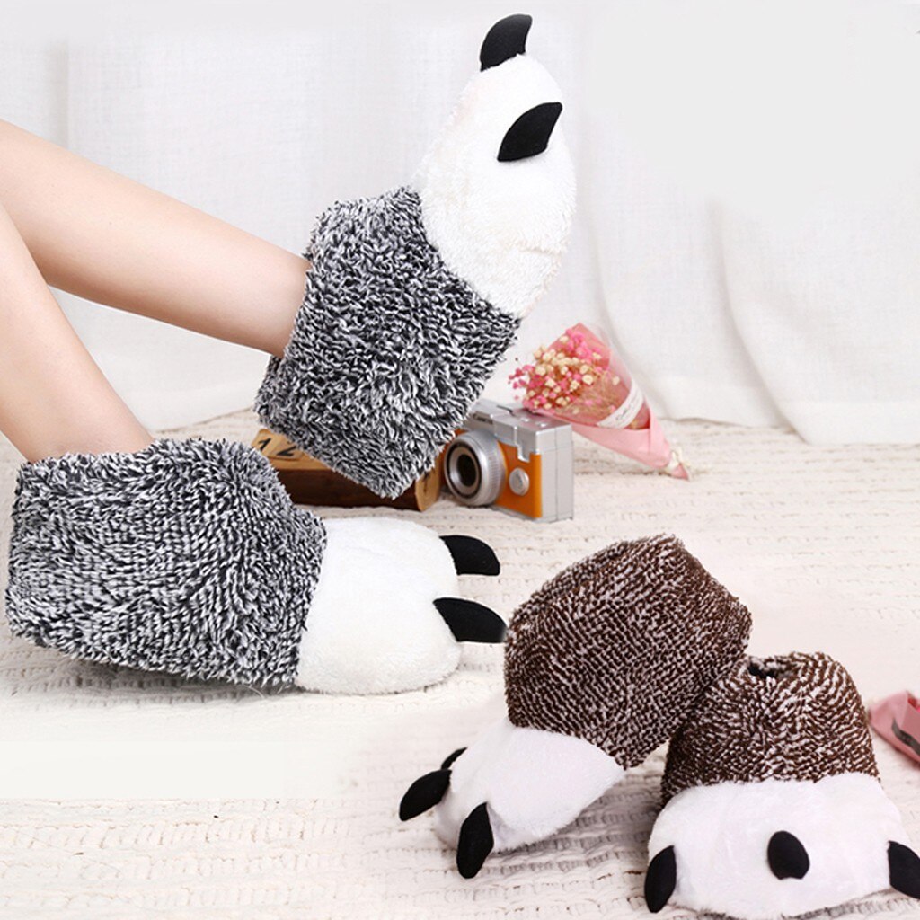 Winter Warm Soft Indoor Floor Funny Slippers Women Men Children Shoes Paw Animal Christmas Monster Dinosaur Claw Plush Home