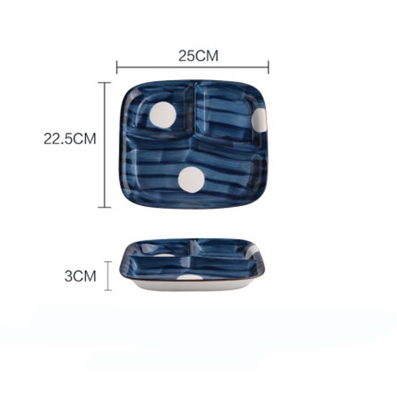 FANCITY Japanese-style ceramic sub-divided dinner plate, household children's three-compartment sub-plate, breakfast plate for o: 4