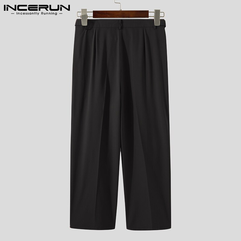 Men Straight Pants Joggers Streetwear Loose Korean Style Casual Trousers Men Solid Color Pantalones Hombre INCERUN