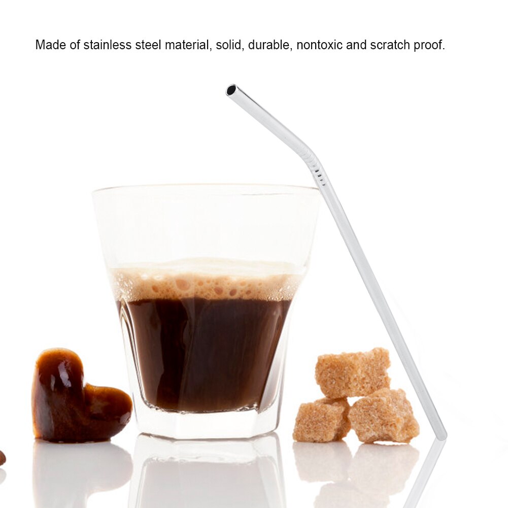 Stainless Steel Metal Reusable Straignt Bent Drinking Straws Fruit Juice Bent Straw 23cm