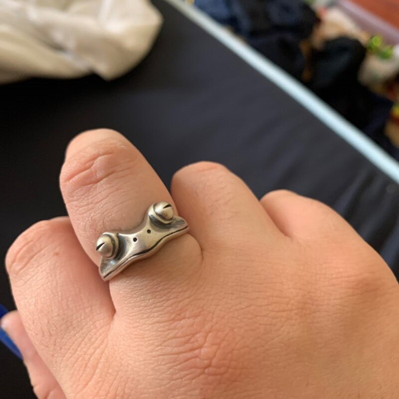 Kikker Ring Vrouwen 925 Zilveren Retro Persoonlijkheid Verstelbare Ring Sieraden Mannen Tt-Best