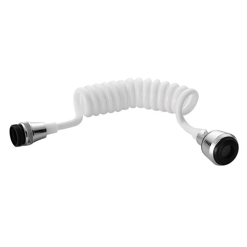 Adjustable Kitchen Faucet Extension Tube Bathroom Extension Water Tap Retractable Foam Shower Sprinkler Faucet Accessories: White
