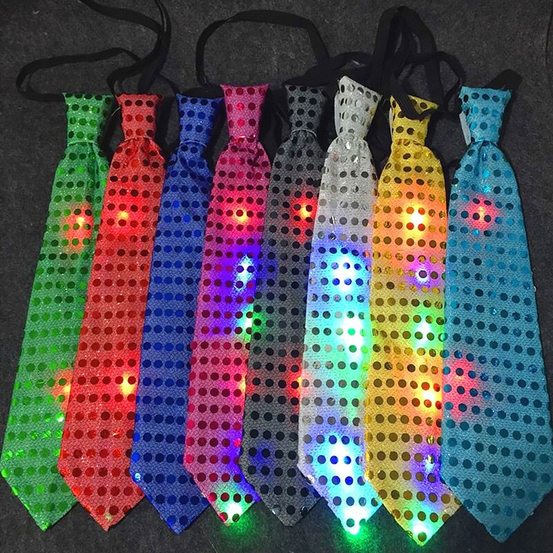 Męskie Bowtie migające oświetlenie LED Up cekiny krawat klub Bar Xmas Party kobiety krawat krawaty ślubne świecący prezent 2022 dekoracje świąteczne
