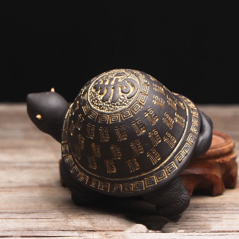 Tortue animale mignonne en argile violette, yixing zisha théière créative, artisanat de décoration pour salon de thé, porte-couvercle