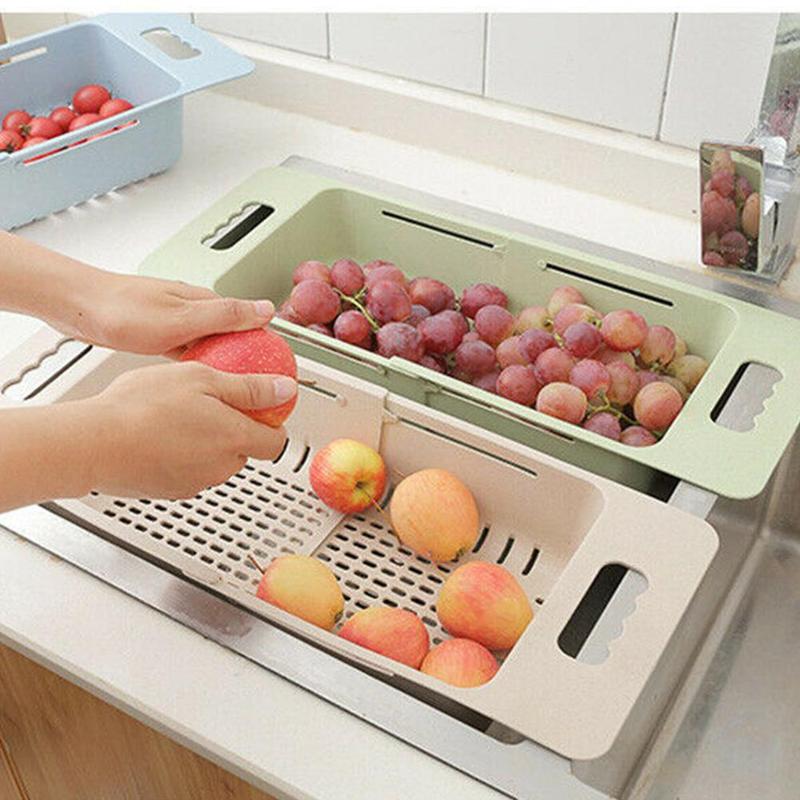 Retractable Sink, Panning Basin, Drain Basket, Rectangular Plastic Fruit, Kitchen Sink, Dish Storage