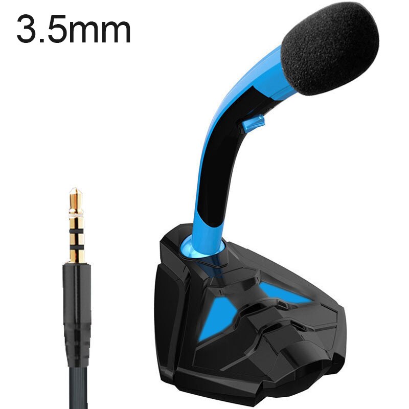 Computer Wire Microphone Desktop Omnidirectional Condenser PC Laptop Microphone for Gaming Live C66: black blue