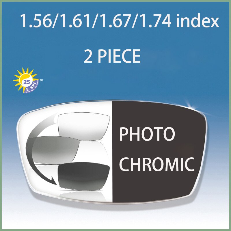 2 Piece 1.56 Index Lens Anti Blue Ray 1.61 1.67 1.74 Index +400 to -1000 Reading Glasses Lenses Myopia -100 150 200 -250