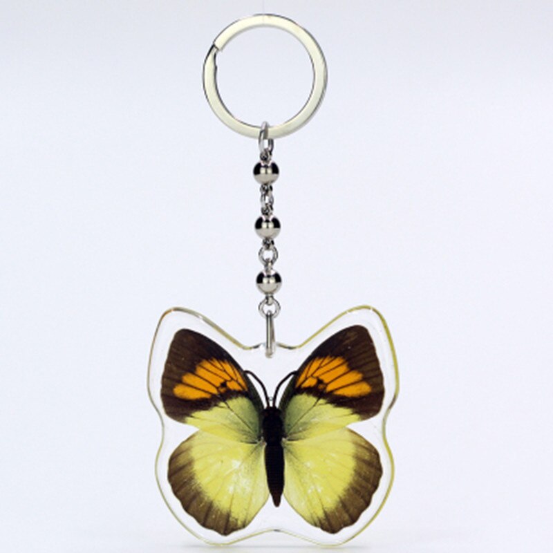 1 stk insekt eksemplar sommerfugl kunstig rav nøgleringe piger personlighed harpiks taske hængende spænde hun: 6