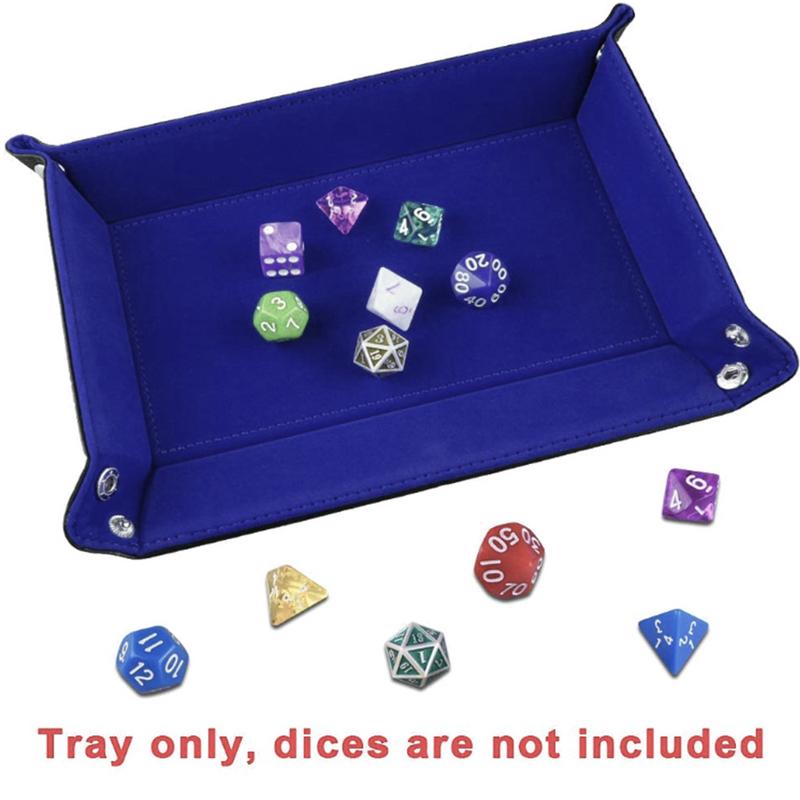 Doppelseitige Dice Tray PU Leder Klapp Rechteck Tablett Samt Würfel Halter Für RPG, DND, schach Andere Tabelle Spiele Und Lagerung