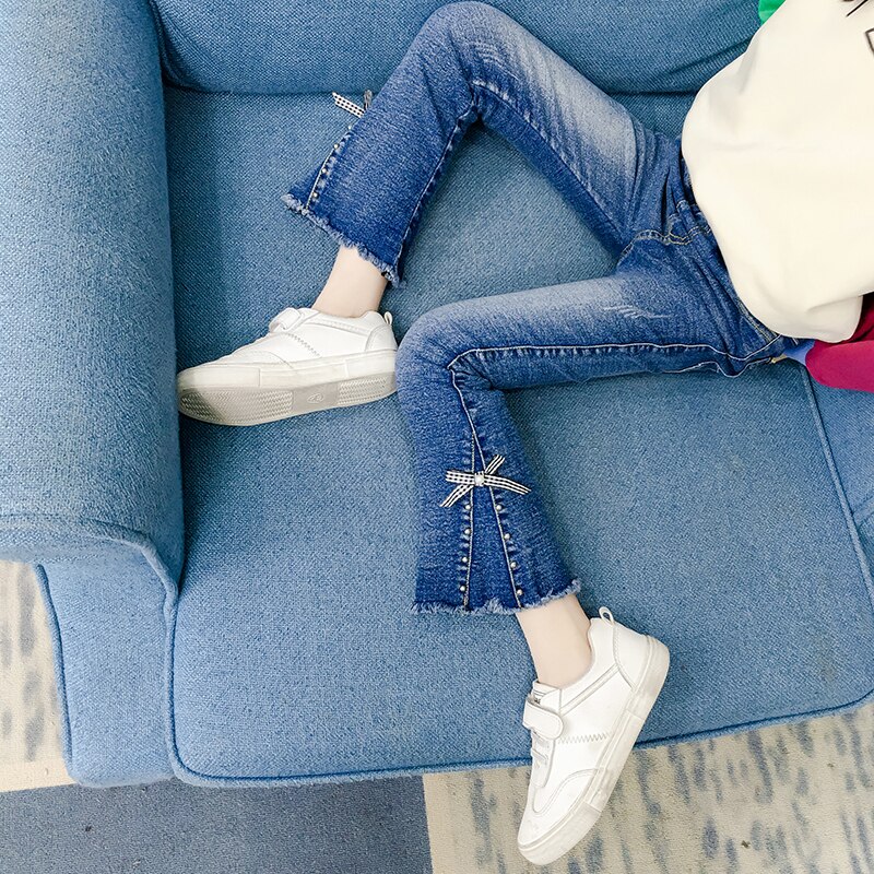 Jean fille pantalon Slim moulant botte coupe bas pantalon Denim enfant pour enfant vetement enfant adolescent 6 8 10 12 14 ans
