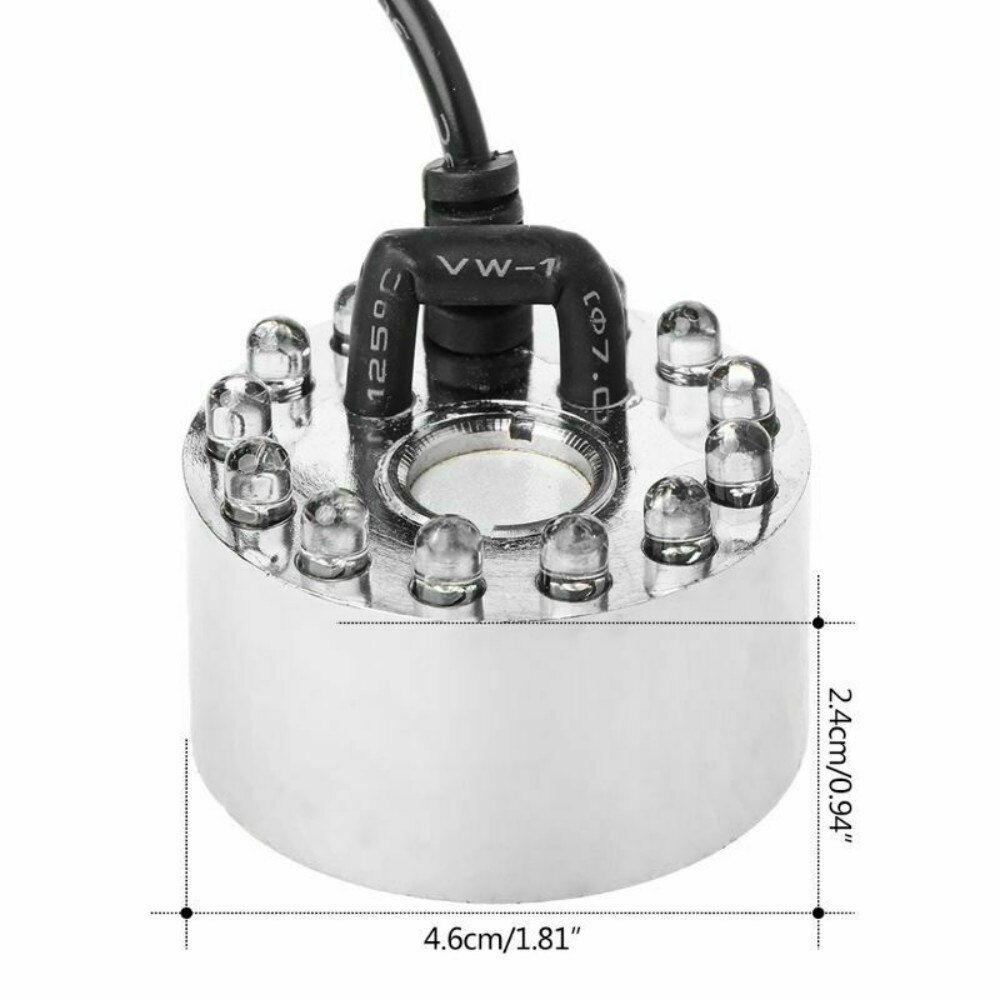 12 LED Mist Maker, Fountain Mister Foggers, Fog Maker Machine Atomizer Air Humidifier for Water Pond, Halloween, Party Decor