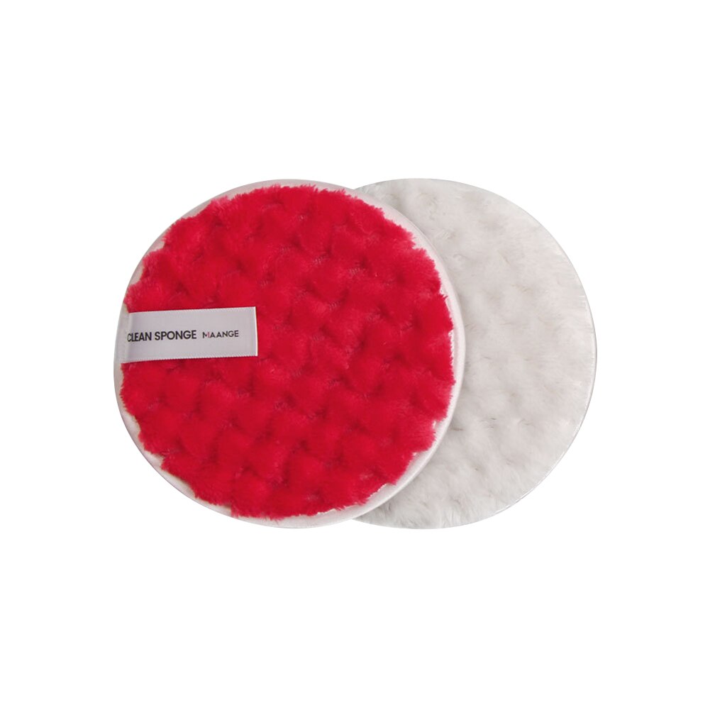 Rund form rengöring puff makeup remover tygkuddar mjuk kosmetisk svamp ansikts makeup bärbar: Röd