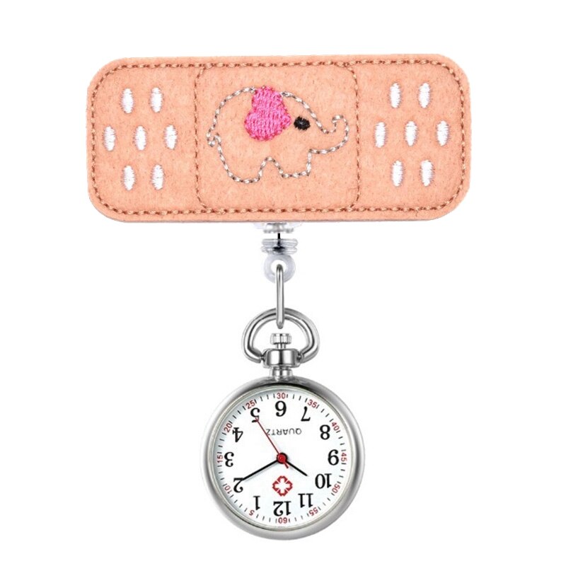 Montres de poche à Clip, joli sourire amour cœur dessin animé infirmière médecin hôpitaux broche Badge rétractable bobine horloge à quartz: 4