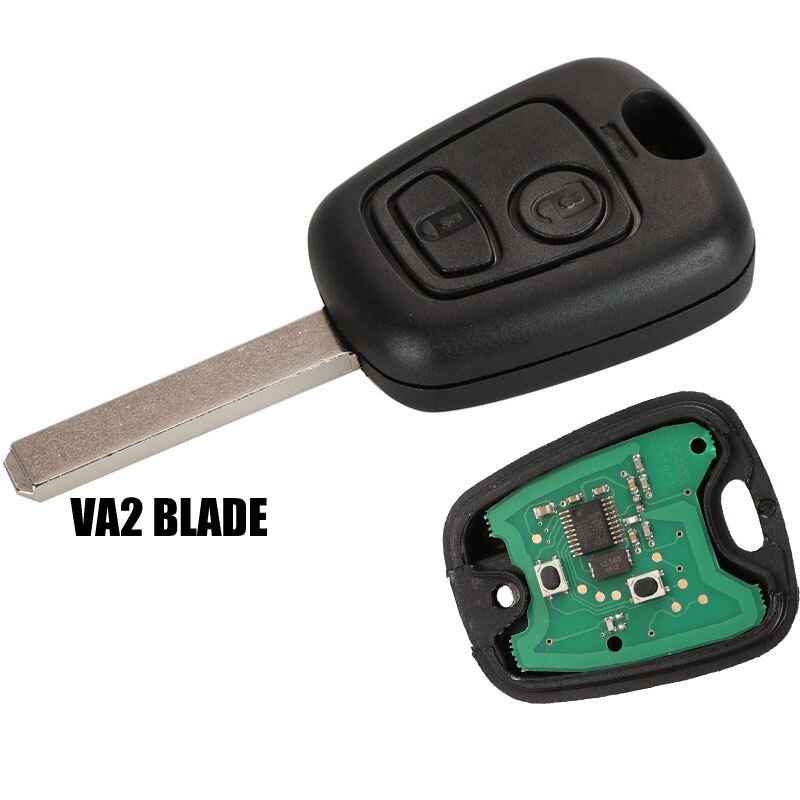 Jingyuqin 2 botones preguntar llave de control remoto Fob controlador para PEUGEOT 206 PEUGEOT 433MHZ con PCF7961 Chip transpondedor: VA2