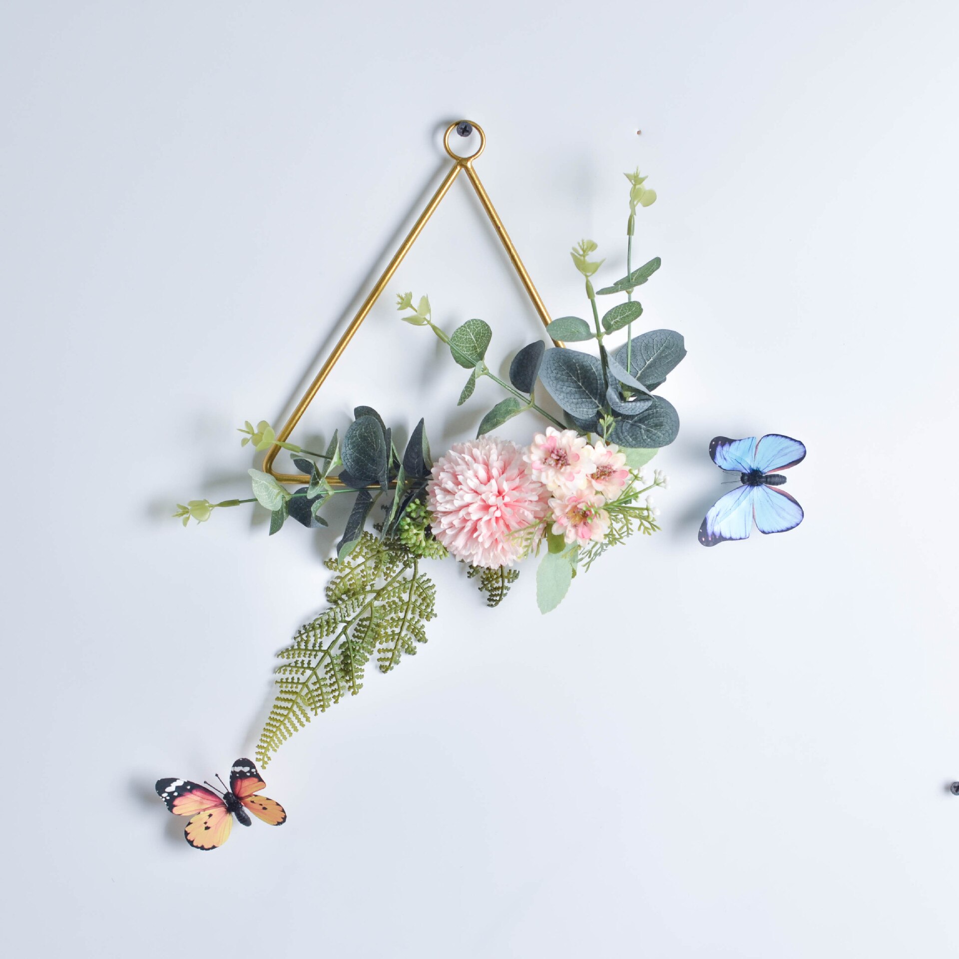 Sztuczna dekoracja kwiatowa ściana wiszący kwiat metalowy wieniec wieniec ślubny metalowy wieszak ścienny wianek wianek: HGA001017-B1