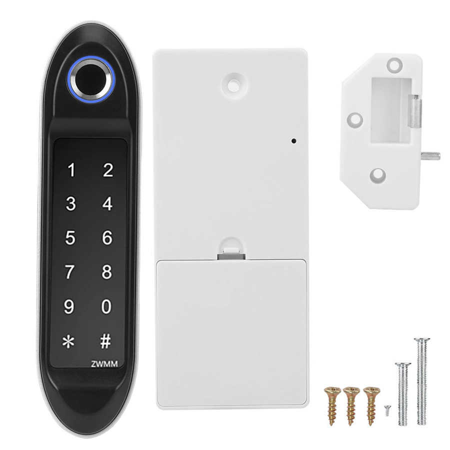 Intelligent Lock Password Biometric Fingerprint Unlock Safety for Wardrobe File Cabinet CupboardsDrawer Password Keyless: Silver