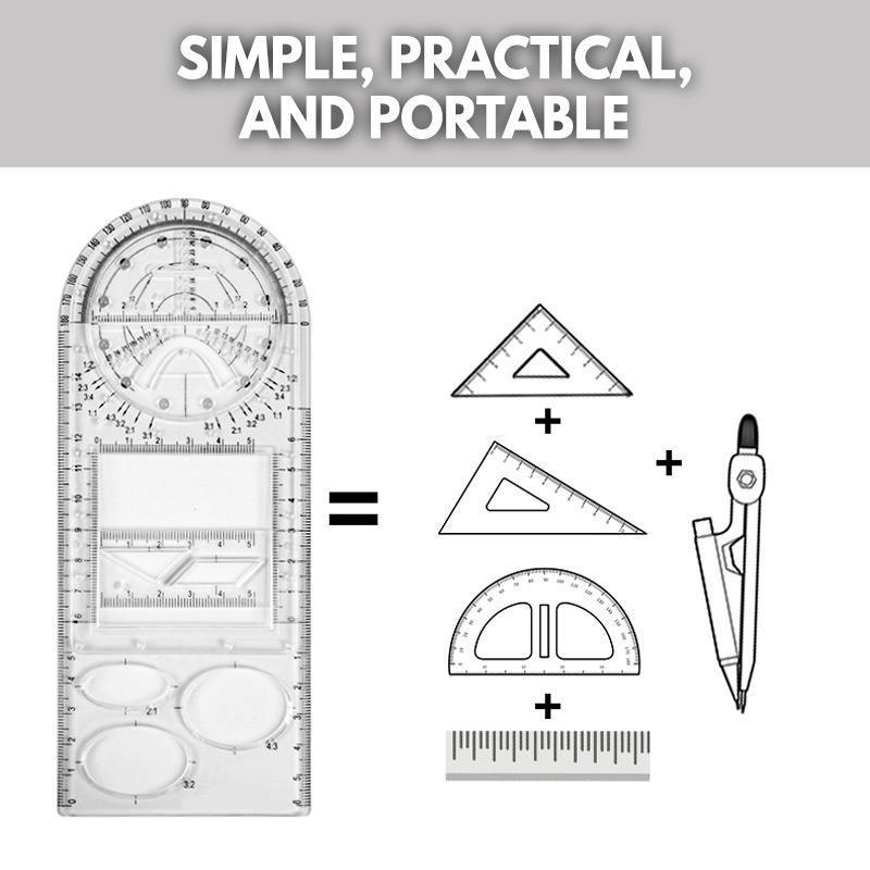 1pc Geometric Ruler Drawing Template Art Construction Architect Stereo Geometry Circle Drafting Measuring Scale Ruler