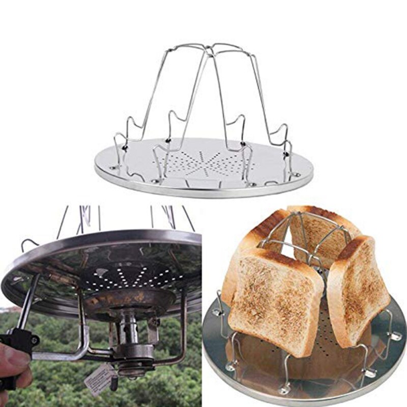 Edelstahl Toast Gestell Klapp Tragbare Grill Grill Toast draussen Camping Toaster Faltung Tragbare