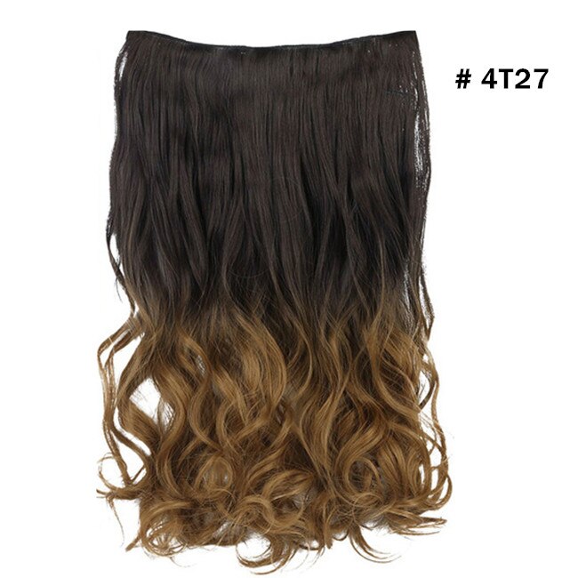 Synthetic Ombre Long Clip In Hair Extensions Wavy High Temperature Hairpiece 25 Colors Available 888: 4T27