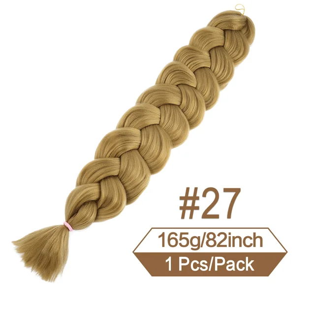 Trenzas sintéticas de pelo trenzado Jumbo de 82 pulgadas de largo, extensiones de cabello de ganchillo, trenza preestirada de 165g, para mujeres negras: # 27 / 6 unidades por lote
