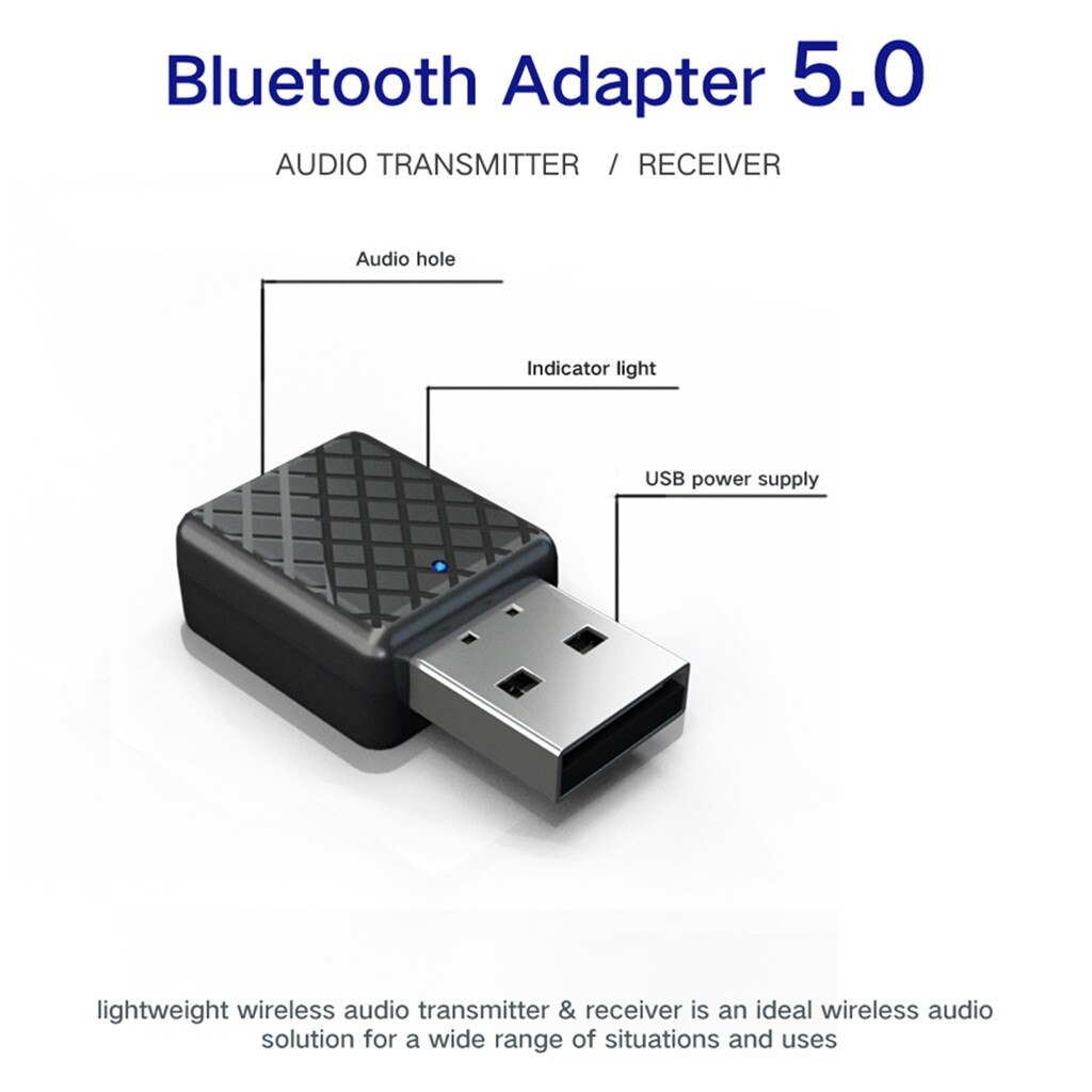 Bluetooth 5.0 Audio 2 en 1 récepteur émetteur Mini stéréo Bluetooth USB 3.5mm prise pour voiture Kit TV/PC casque haut-parleur Z0605