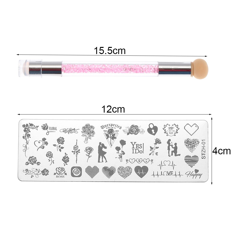 1 Set Geometrie Dieren Nail Designs DIY Nail Art Stamp Stempelen Template Bloem Manicure Image Plaat Stencil Met Spong pen