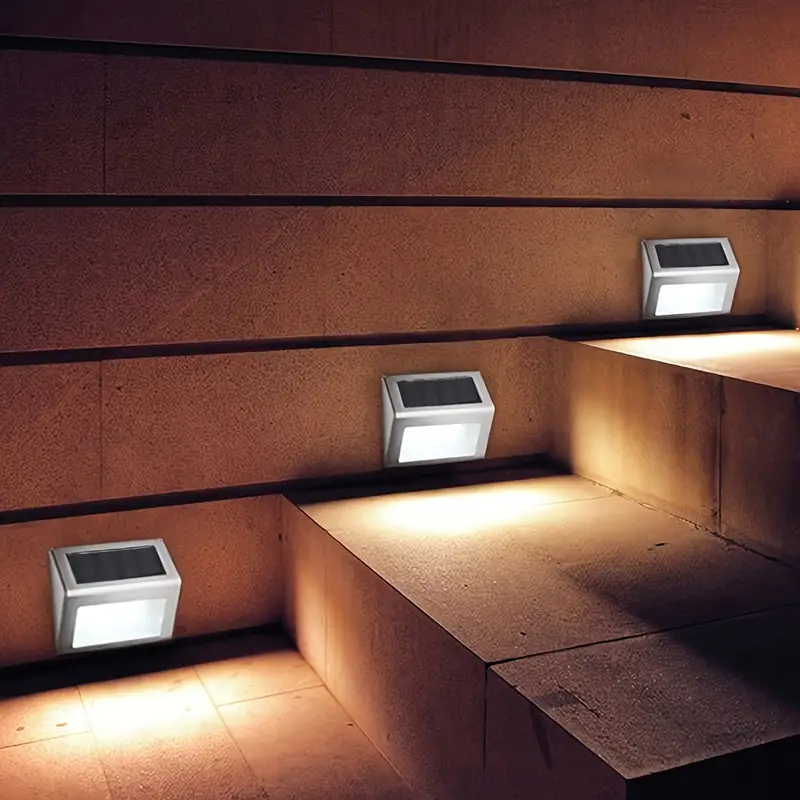 6 led solcelledrevet trappehegn i rustfrit stål, rækværk, væglampe til udendørs gårdhave, dekoration af haven: Varm hvid / 11-15w