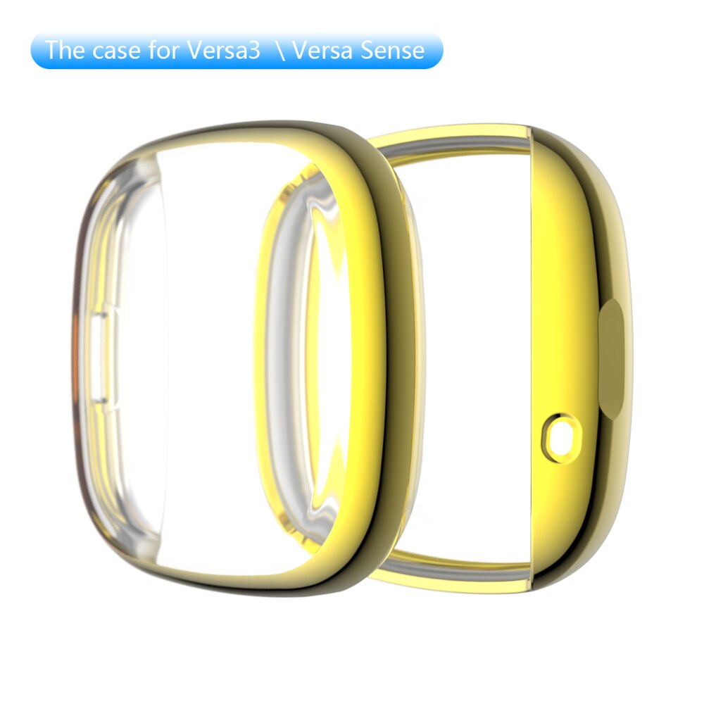 Blødt tpu etui til fitbit versa 3 / fitbit sense vandtæt ur skal cover skærmbeskytter til fitbit versa 3 fuld cover cover: Guld / Fitbit versa 3