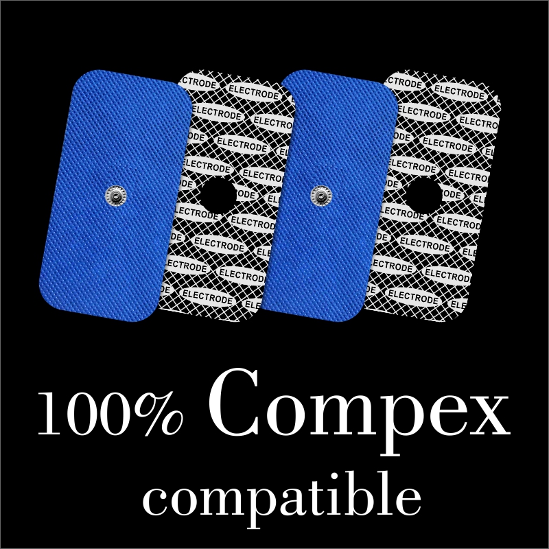 TENSPAD SILVER - 4 elektroden voor COMPEX met zilveren patroon, 50x100mm met 1 SNAP connector