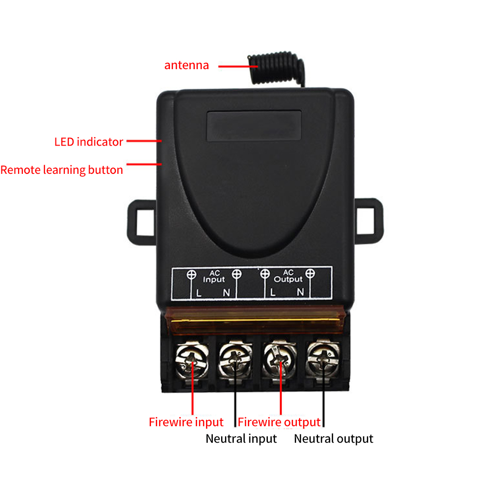AC 220V 30A 1CH 433MHz Wireless Remote Control Switch RF Relay Receiver + On/Off Transmitter for Electric Appliance Lamp