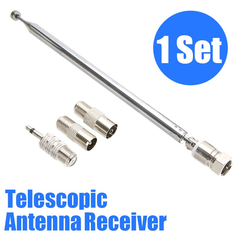 1 sæt teleskopisk antenne 7 sektion udvidelig fm-radioantenne-modtager f han med 3 stik til dab fm tv-radio