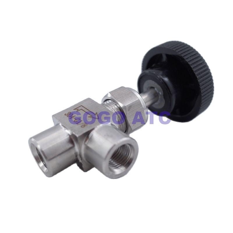 Válvula de aguja ajustable 1/8 ''1/4'' 3/8 "1/2" Ángulo recto hembra G hilo SS304 para válvula de aguja de aceite de Gas de agua