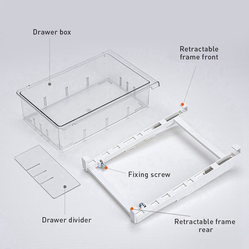 Transparent Refrigerator Drawer Storage Box Retractable Pullout Drawer Fresh Spacer Layer Sort Kitchen Fridge Shelf Organizer