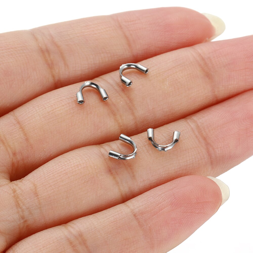 30pcs Stainless Steel U Shape Wire Protectors Wire Guard Guardian Protectors loops Clasps Connector For Jewelry Making Supplies