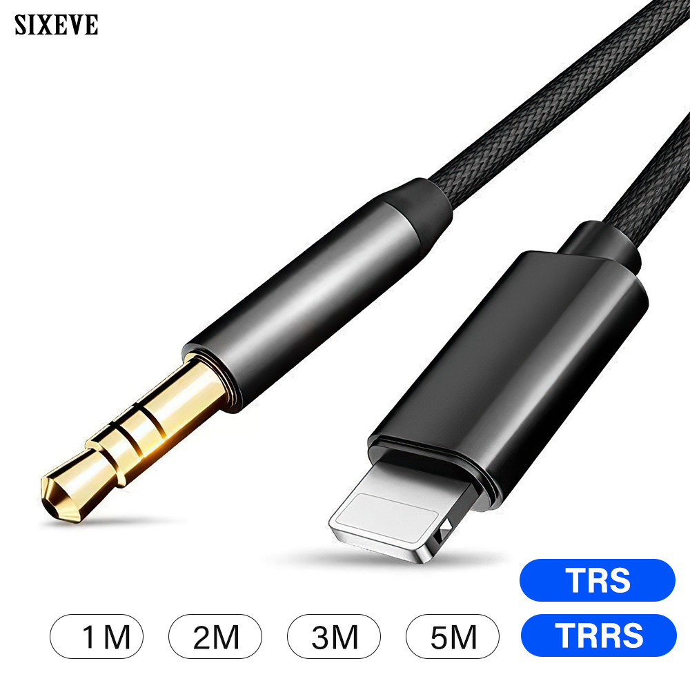 Guldpläterad aux-kabel för iphone 14 13 12 11 pro max x xs xr lighting  to 3.5mm- jack hörlursadapter ljudkabel 1m 2m 3m 5m