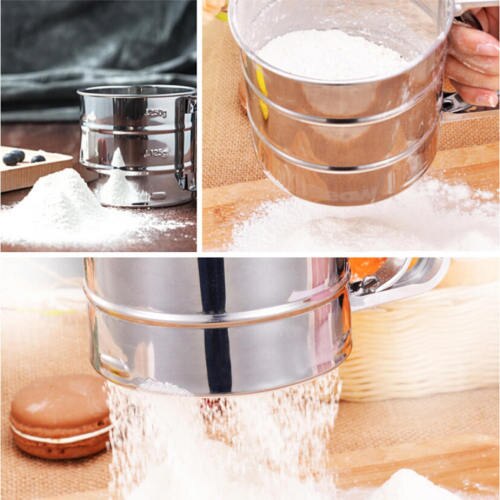 Stainless Steel Mesh Flour Sifter Sieve Strainer Cake Baking Kitchen Helper Prop Flour Sugar Icing Mesh Sifter Shaker Cup