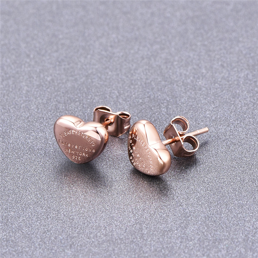 Martick Lovely Heart Stud Earrings Heart Shape Stud Earrings Brincos For Girl Never Fade E198