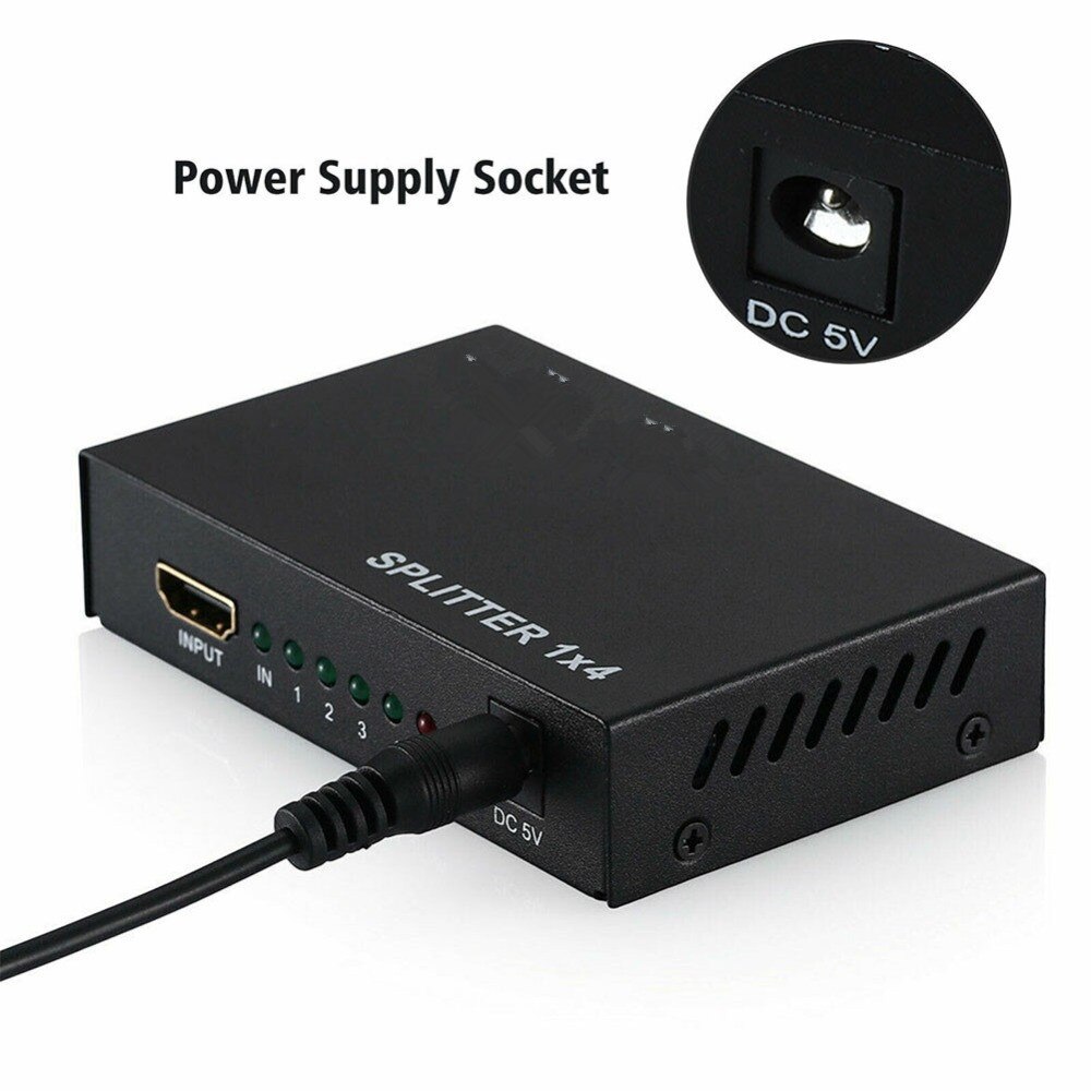 Répartiteur HDCP 1 en 4, compatible HDMI 3D 1080P, amplificateur de Signal de puissance 1x4, commutateur de répartiteur Audio, adaptateur de convertisseur HD