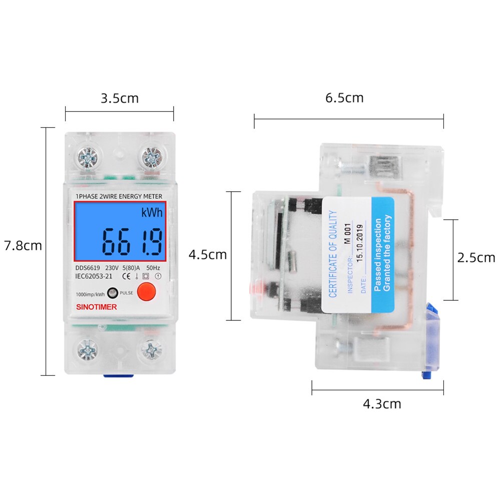 Elektrische Socket Analyzer Din Rail Eenfase Lcd Digitale Stroomverbruik Power Factor Elektrische Energie Ampèremeter Voltmeter: B